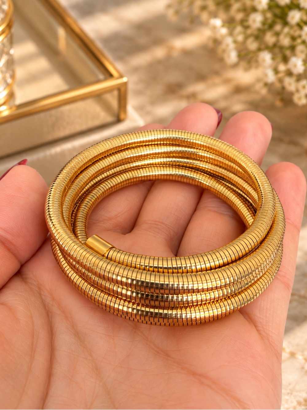 Gold Coil Wrap Bracelet